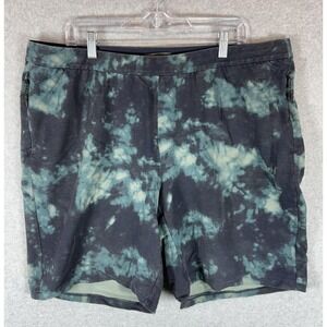 FLX Shorts Mens 2XL Tall Blue Green Tie Dye Stretch Athletic Casual Drawstring‎